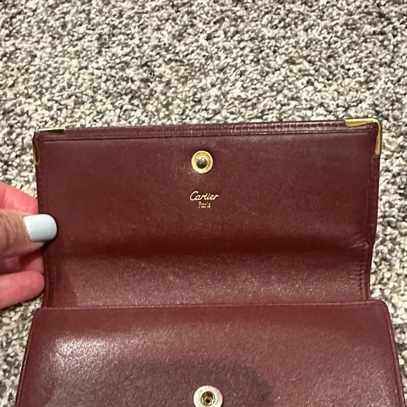 Cartier Leather Trifold Wallet with Gold Accents - Picture 3 of 8